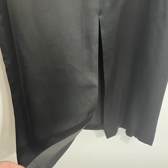 Oleg Cassini Skirt Size 16 Black Silk Maxi Long Formal Side Zip Slit Vintage 80s - Picture 3 of 8